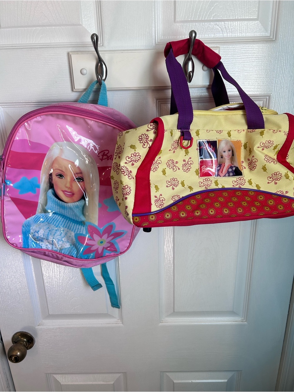 Barbie Pink Backpack and Yellow Floral Duffel travel bag